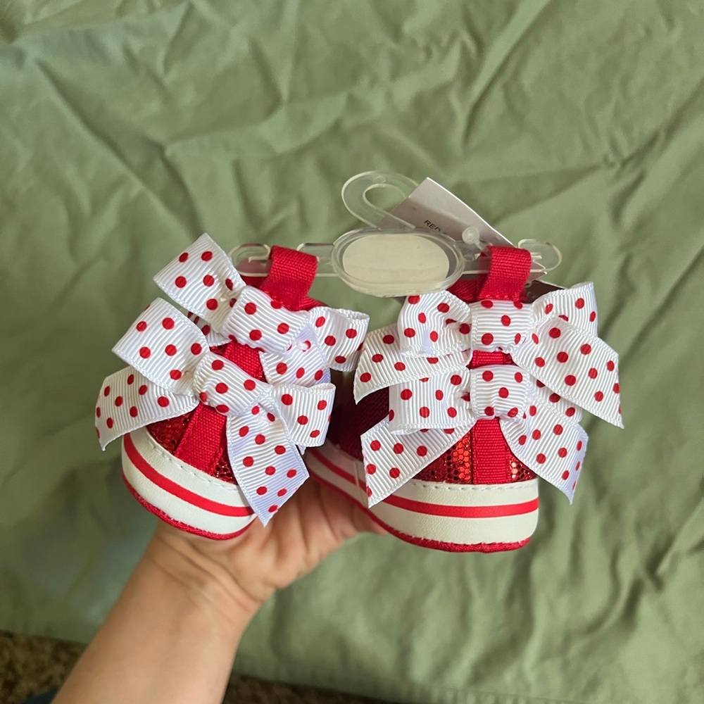 Red Glitter Kids Sneakers - Picture 3 of 4